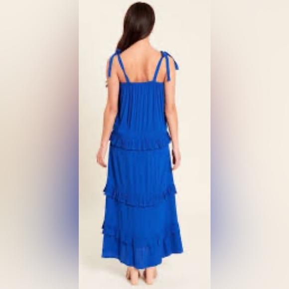 Ivy Street Blue Tiered Maxi Dress Size 2X Ruffled Layered Sleeveless Beach Boho - Picture 4 of 10